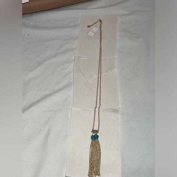 Kendra Scott Tae Long Pendant Necklace In Bronze Veined Turquoise Magnesite New - Picture 6 of 9